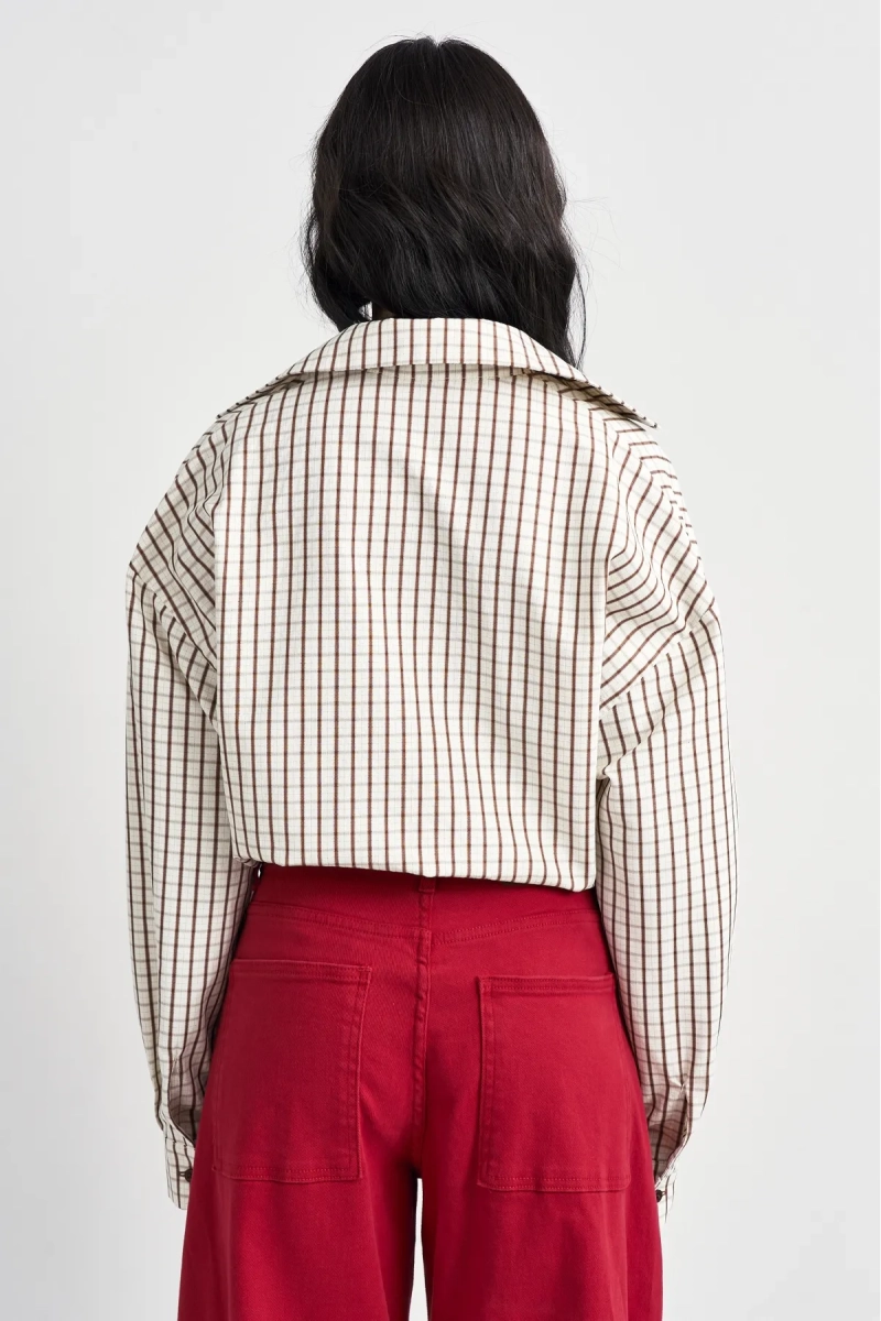 Рубашка в клетку Erist store, цвет: коричневый, НФ-00003484 купить онлайн