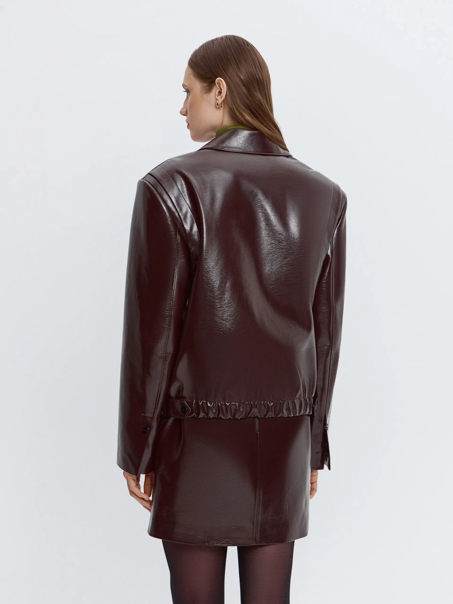 Бомбер из премиальной экокожи ANNA PEKUN, цвет: коричневый, 47.2336.700 купить онлайн