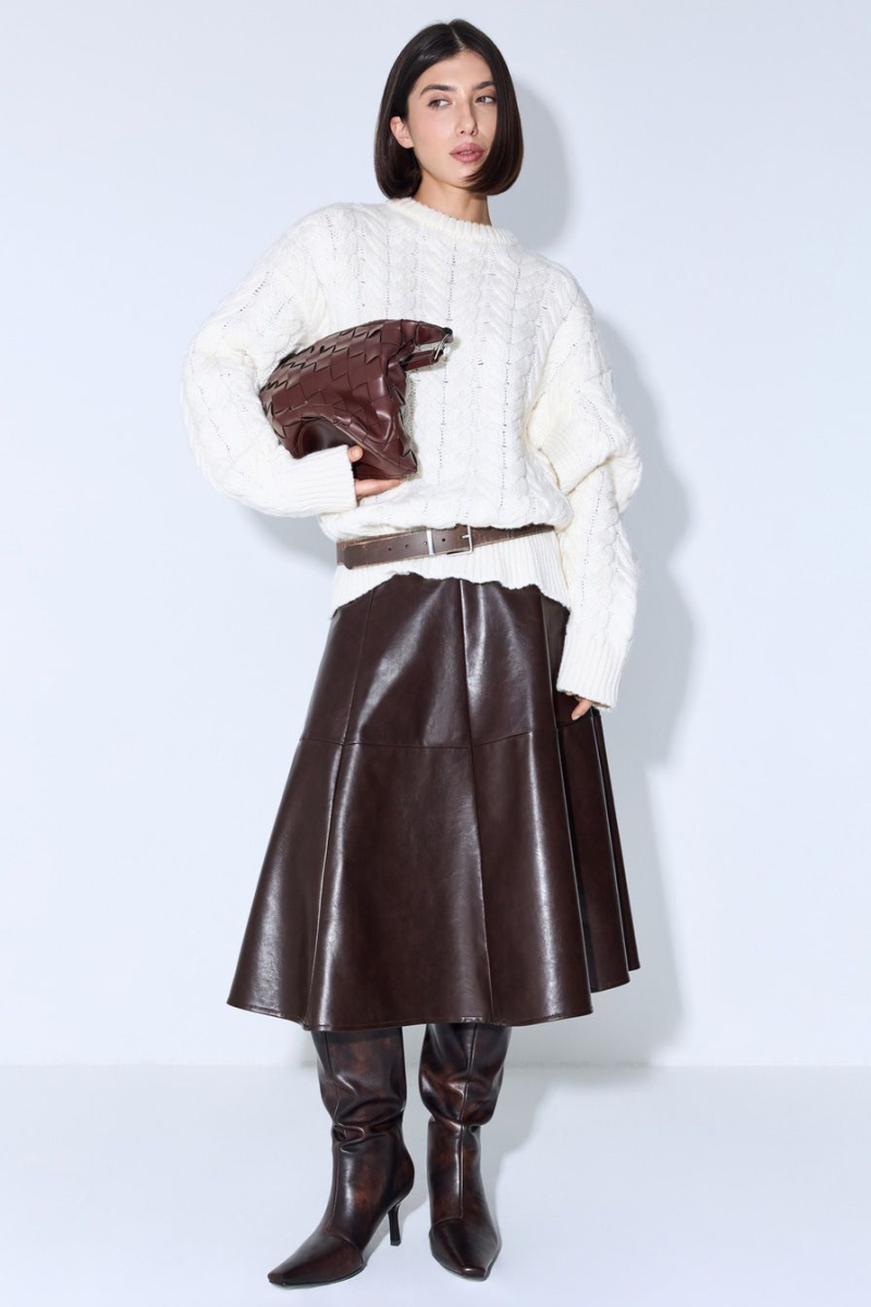 Юбка из экокожи TOPTOP, цвет: коричневый, TT.071.16318.700 купить онлайн