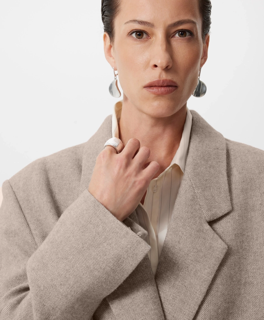 Пиджак из полушерстяного твида "в елочку" GLVR, цвет: бежевый, 225G33GAC4801 купить онлайн