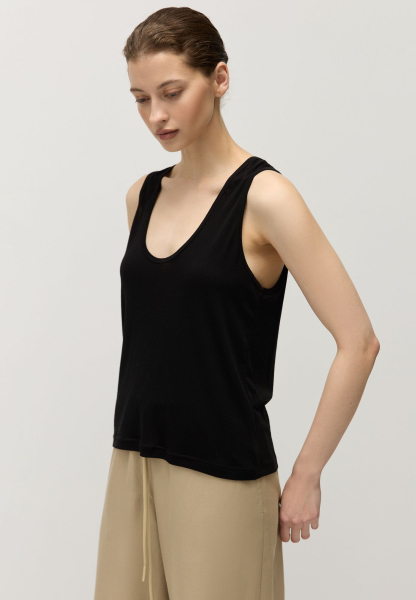 Майка с глубоким вырезом из тенсела AROUND, цвет: Черный,  купить онлайн