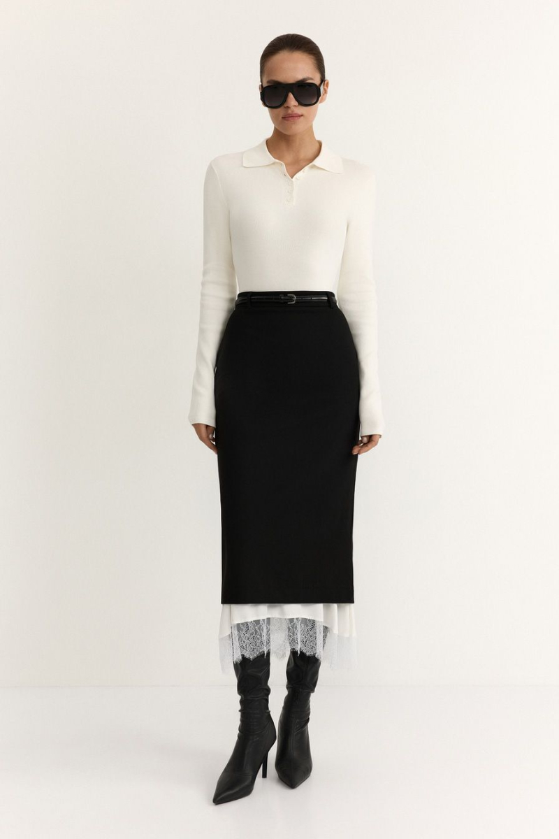 Юбка из смесовой вискозы TOPTOP, цвет: Черный, TTS.071.18196.900.01816 купить онлайн