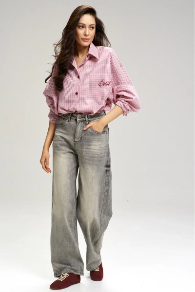 Рубашка в клетку с карманом Oversize Red Erist store, цвет: красный, НФ-00003085 купить онлайн