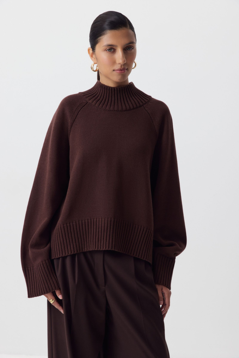 Свитер с широкой стойкой из хлопка