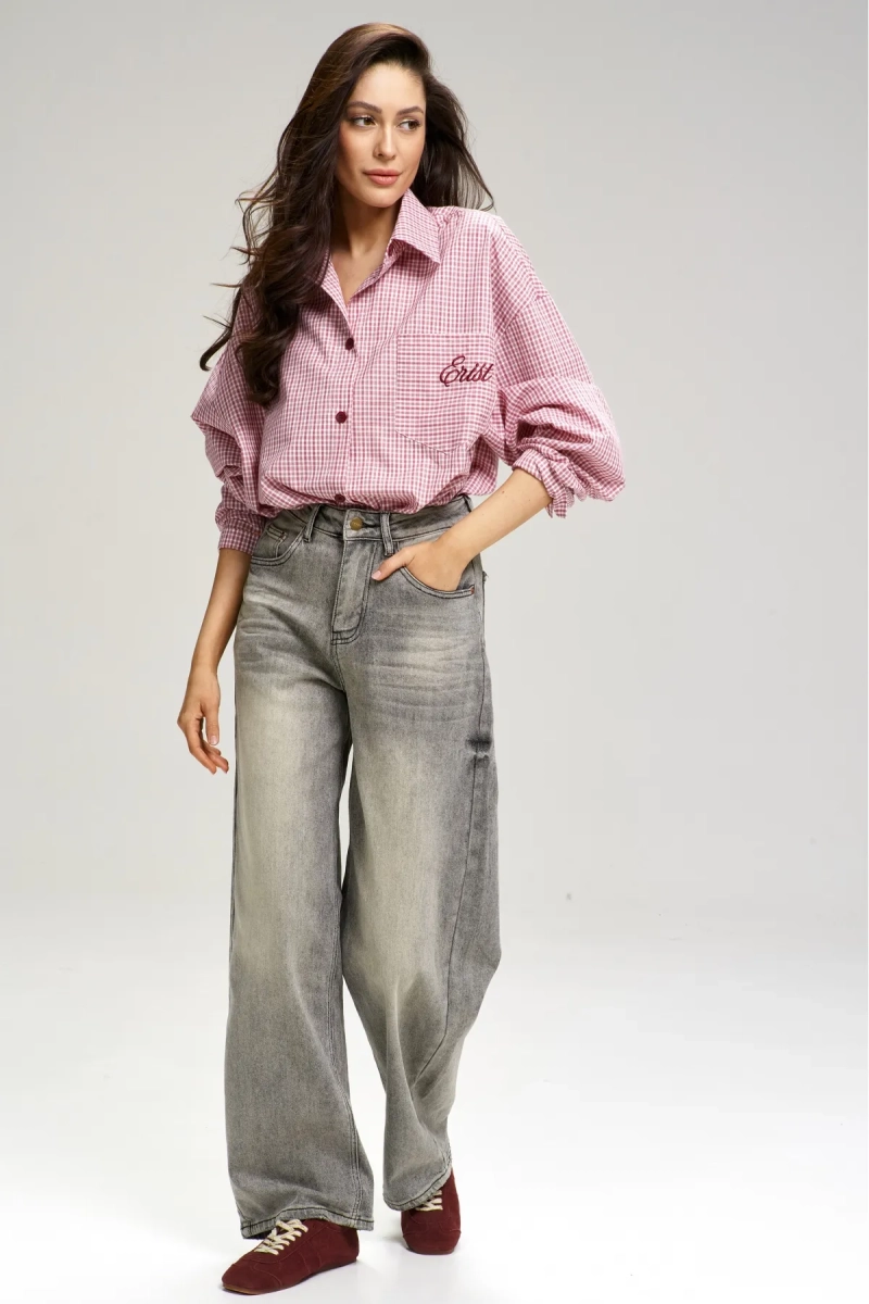 Рубашка в клетку с карманом Oversize Red Erist store, цвет: красный, НФ-00003085 купить онлайн