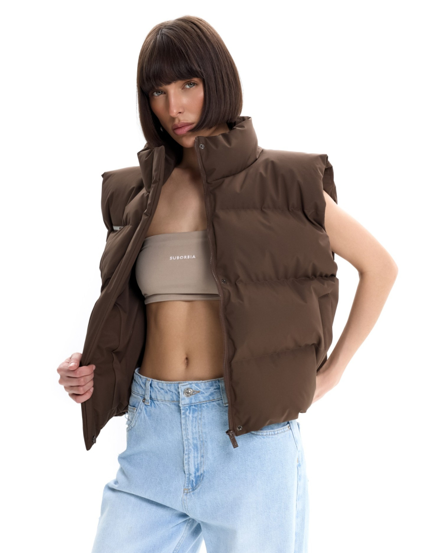 Жилет базовый мини Suborbia, цвет: коричневый, 006841 купить онлайн