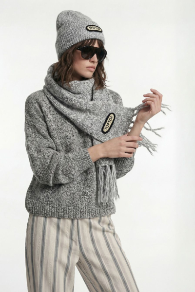 Шапка из переработанного полиэстера TOPTOP, цвет: серый с принтом TT.601.18516.801 купить онлайн