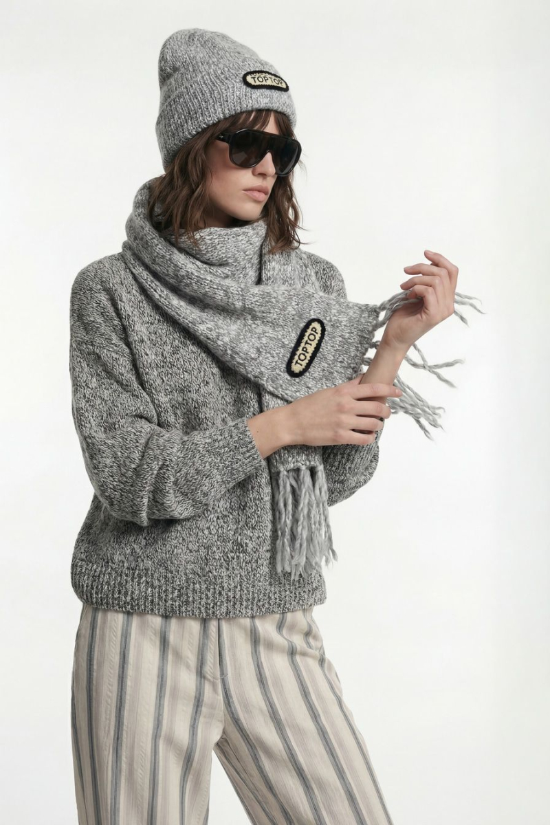 Шапка из переработанного полиэстера TOPTOP, цвет: серый с принтом TT.601.18516.801 купить онлайн