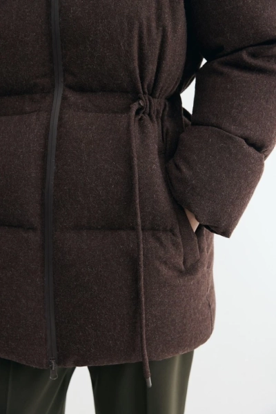 Пуховик средней длины из шерсти Daisyknit, цвет: коричневый,  купить онлайн