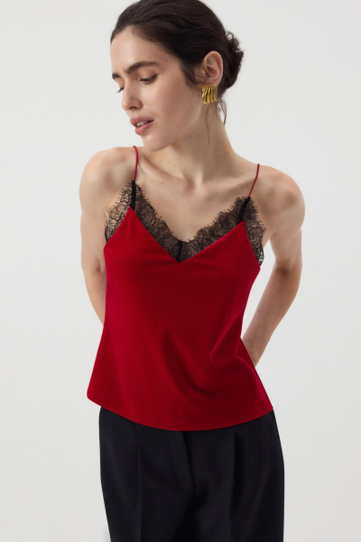 Топ из бархата Charmstore, цвет: алый, 102-49342-441 купить онлайн