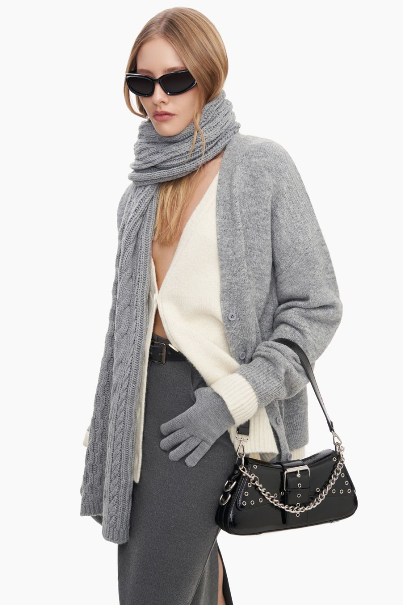 Шарф из смесовой шерсти мериноса TOPTOP, цвет: серый TT.607.15147.800 купить онлайн