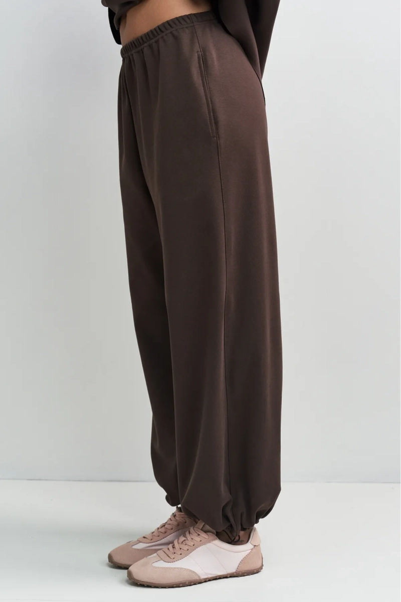 Брюки хлопковые на кулиске Erist store, цвет: коричневый, НФ-00003392 купить онлайн