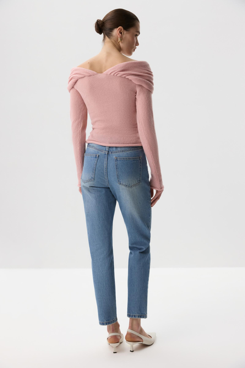 Лонгслив вязаный с драпировкой Charmstore, цвет: пудровый, 313-46685-227 купить онлайн