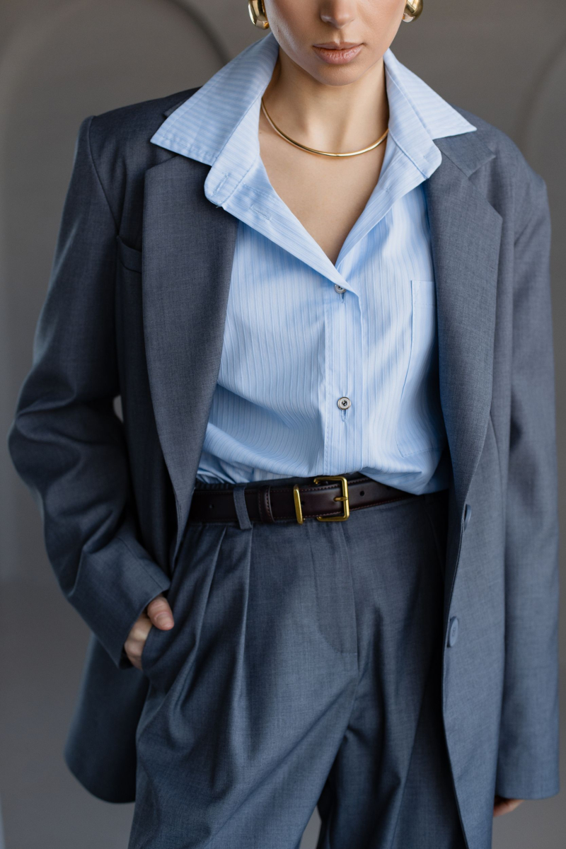 Рубашка из хлопка в полоску VLVT, цвет: голубой, 00-00005297 купить онлайн