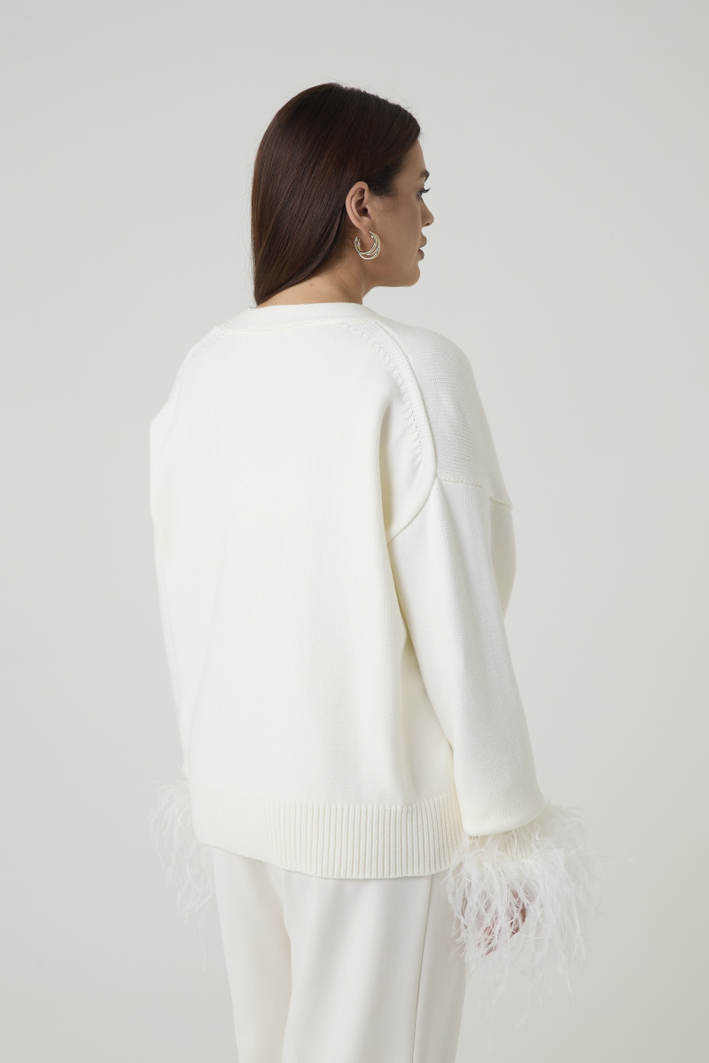 Кардиган вязаный с перьями 4forms, цвет: молочный, 65533 купить онлайн