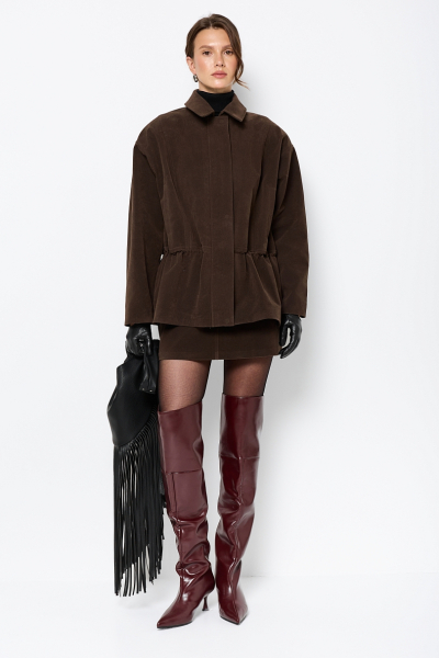 Парка из экозамши на молнии Ricoco, цвет: шоколадный, 7060/1 купить онлайн