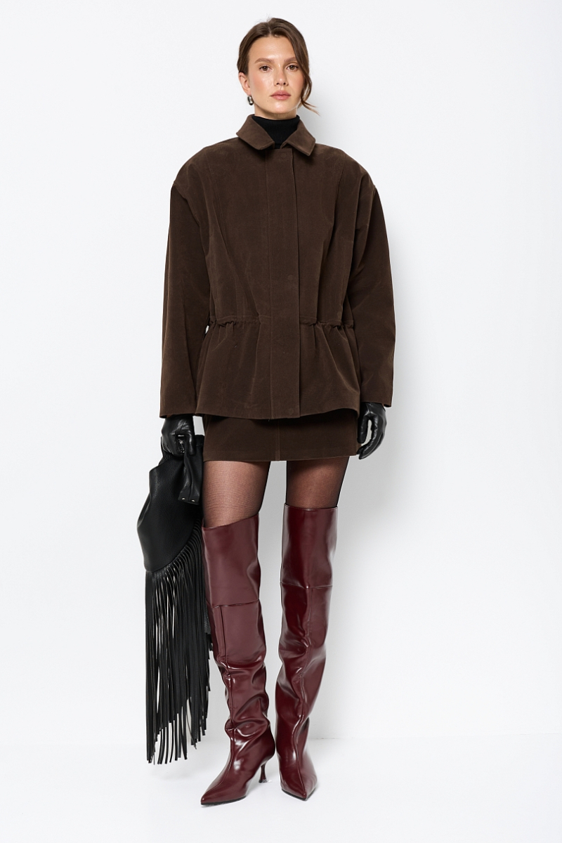 Парка из экозамши на молнии Ricoco, цвет: шоколадный, 7060/1 купить онлайн