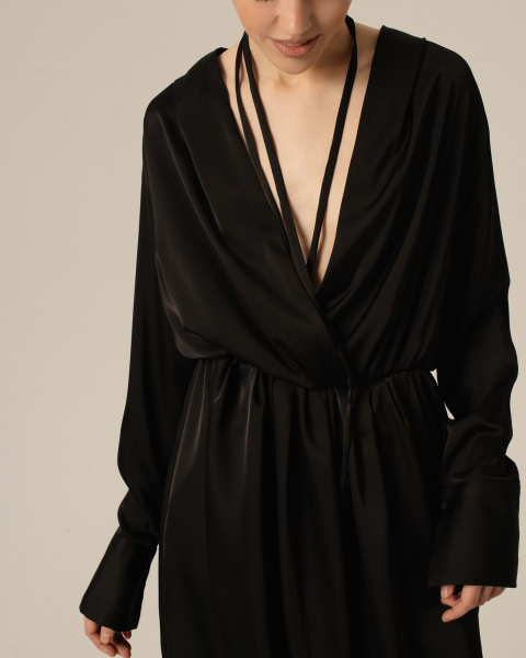 Платье из атласа мини Anmuse, цвет: Черный, RB24W135-BLC-1 купить онлайн