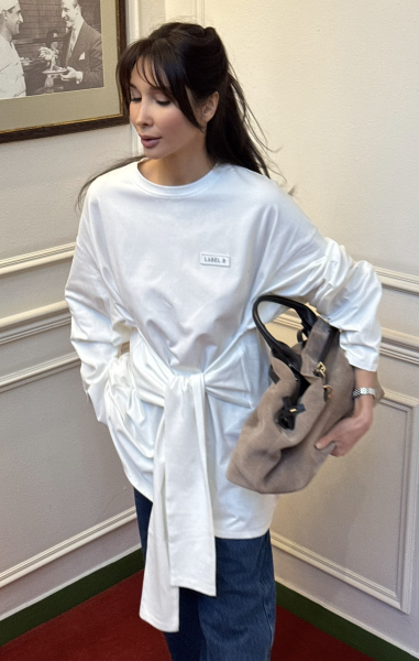 Лонгслив объемный с завязками WHITE Label .B, цвет: WHITE, TP.03.5.0606WH купить онлайн
