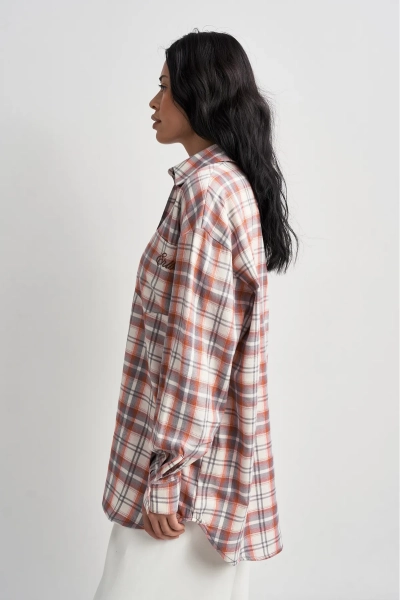 Рубашка в клетку с карманом Erist store, цвет: оранжевый, НФ-00003255 купить онлайн