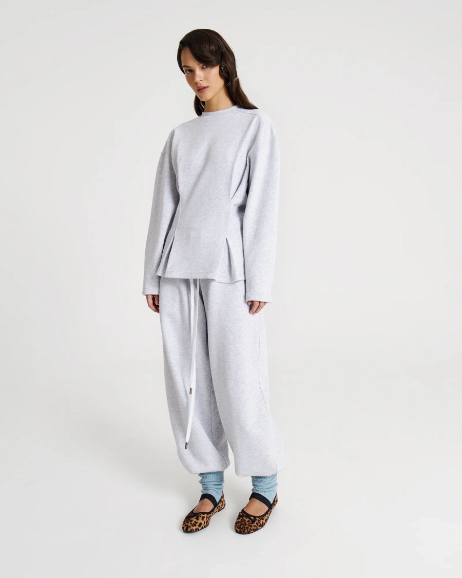 Свитшот с акцентной талией LIGHT/GRAY Anmuse, цвет: Светло-серый,  купить онлайн
