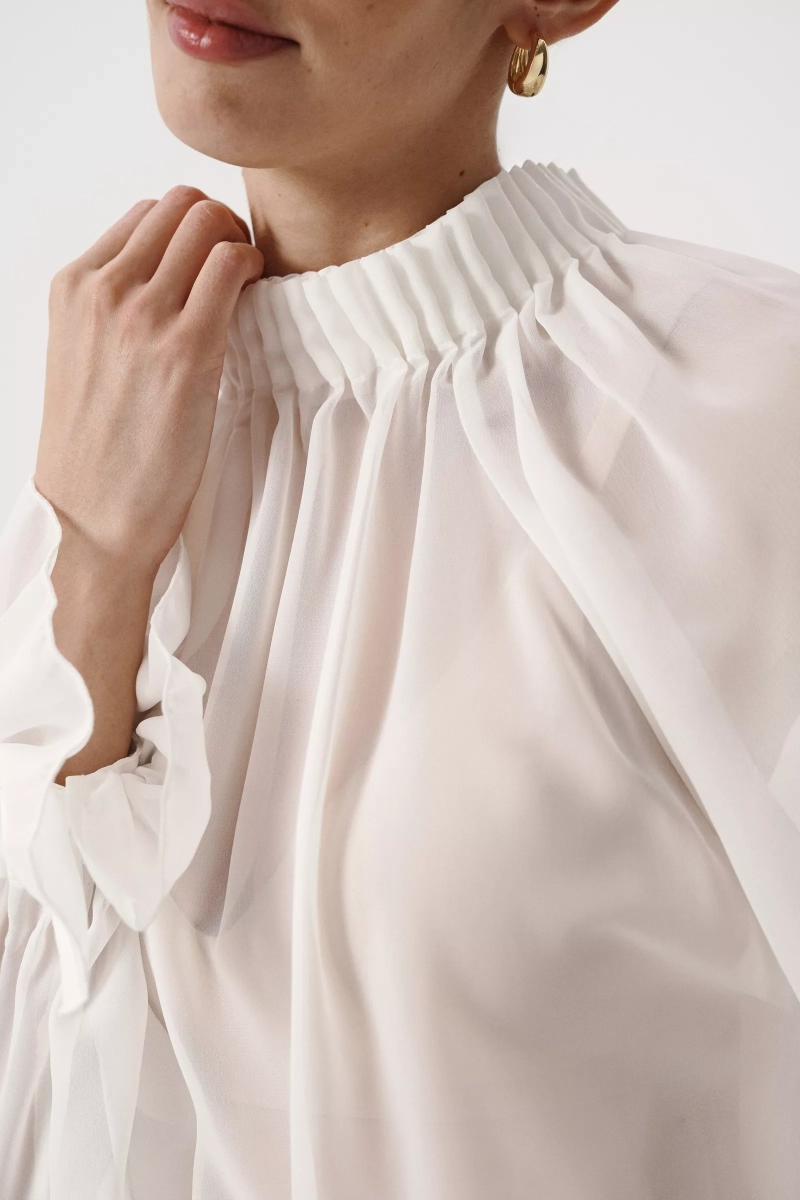 Блуза из шифона Charmstore, цвет: молочный, 102-63361-111 купить онлайн