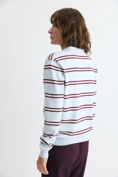 Поло из шерсти и хлопка в полоску Daisyknit, цвет: светло-голубой,  купить онлайн