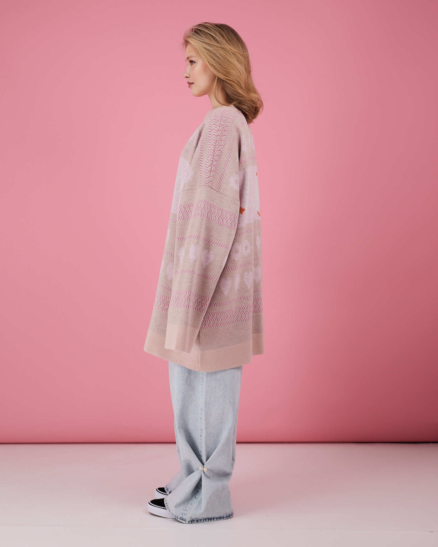 Свитер Гусиный паттерн TABOO, цвет: розовый, svguspat купить онлайн