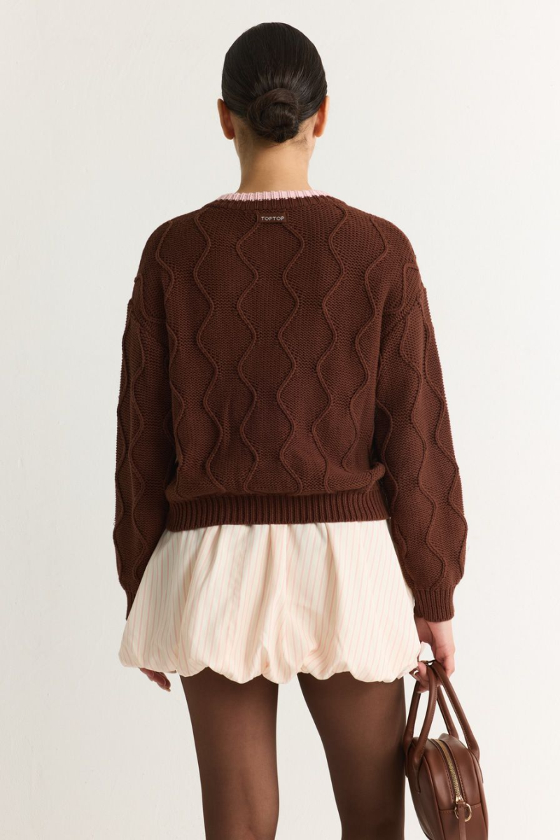 Кардиган из 100% хлопка TOPTOP, цвет: коричневый с принтом, TT.051.18842.701 купить онлайн