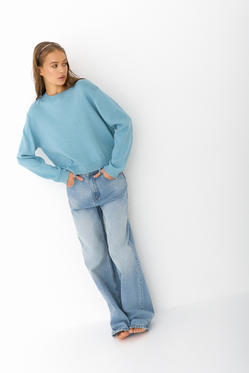 Свитер из хлопка Ricoco, цвет: Лазурный, 6088/3 купить онлайн