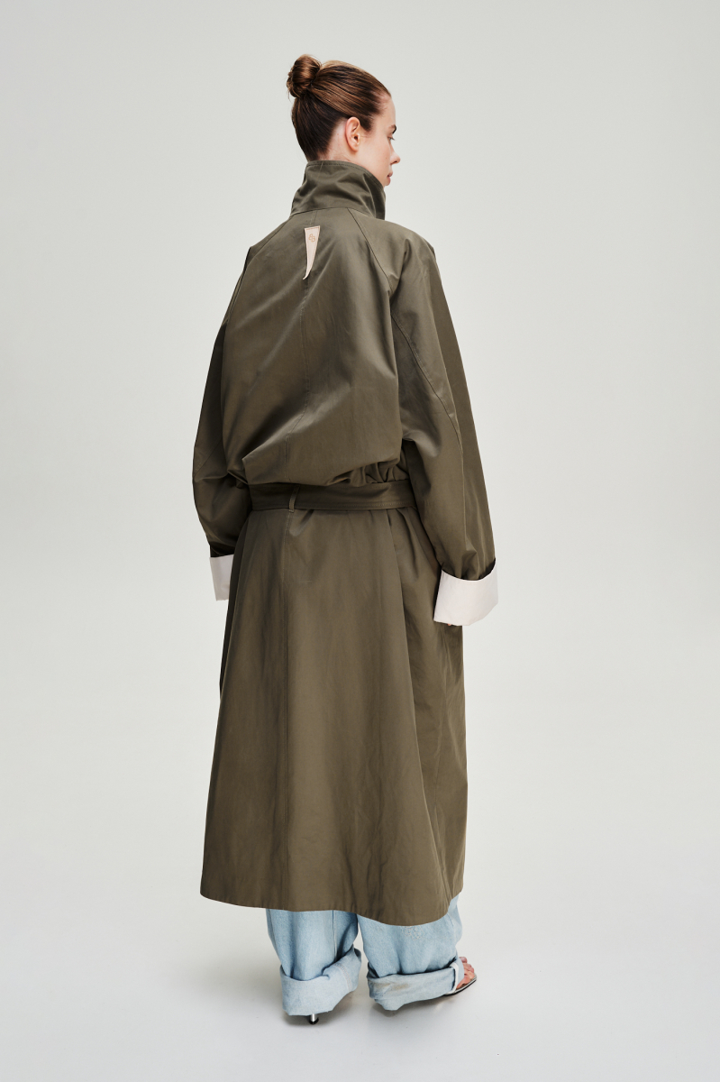 Тренч длины макси Label .B, цвет: хаки, Jc.29.5.026/2KH купить онлайн