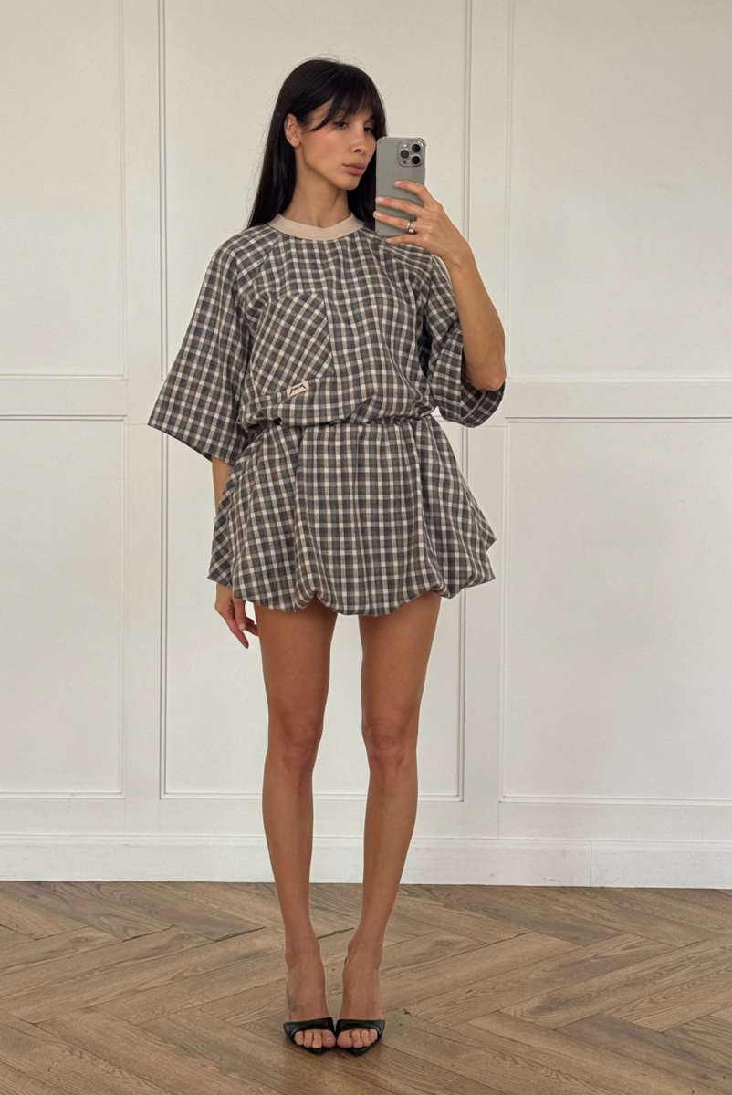 Юбка-баллон в клетку