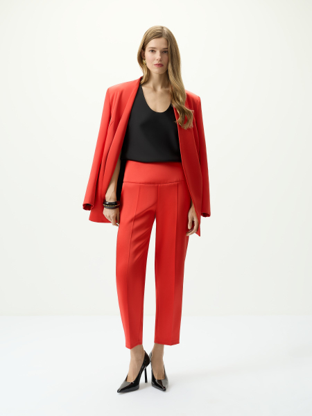 Брюки укороченные с шелковистым блеском Conso, цвет: красный, PT 250965 - красный купить онлайн