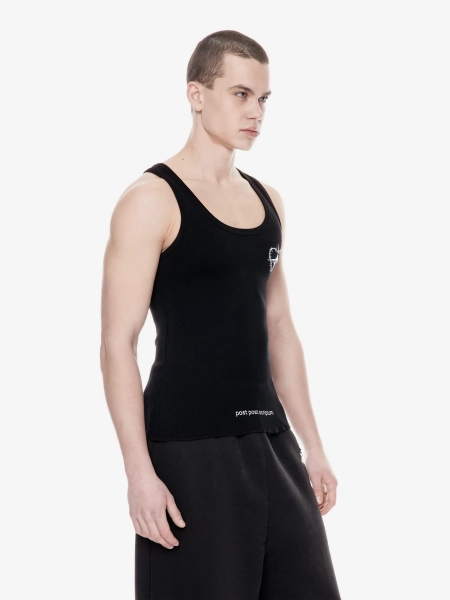 Хлопковая майка с принтом POST POST SCRIPTUM, цвет: Черный, 1107.000.00.02.001 купить онлайн