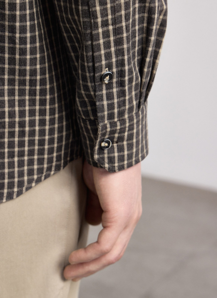 Рубашка в клетку из плотного мягкого хлопка ALL WE NEED, цвет: серо-коричневый, 2603M1389-53 купить онлайн