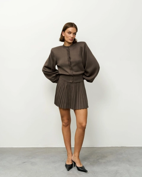 Вязаный костюм с короткой юбкой YONSRU, цвет: темно-серый, 828 купить онлайн