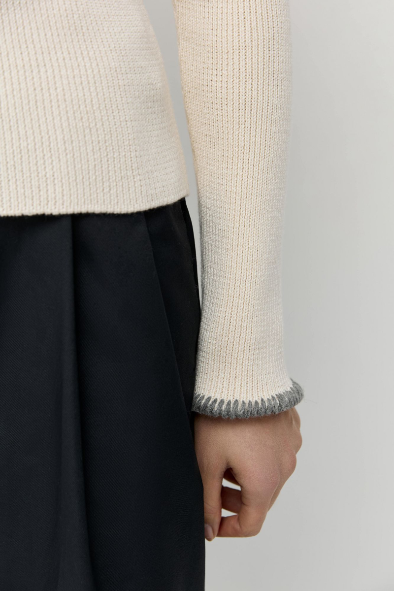 Джемпер в рубчик с ручной отделкой AROUND, цвет: Светло-бежевый, 219_120CA02 купить онлайн