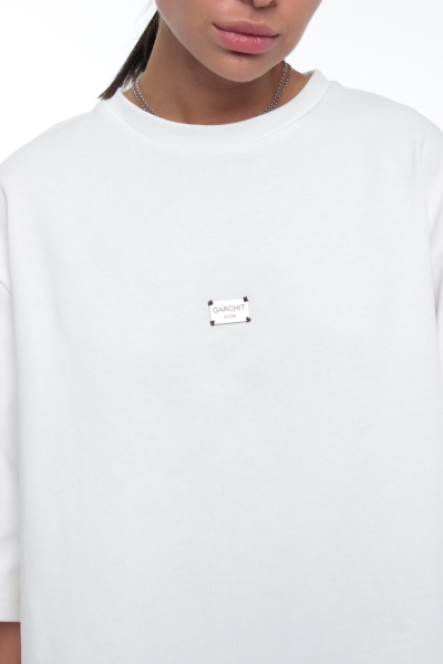 Футболка оверсайз с нашивкой GARCHIT, цвет: белый с коричневым, GARFutgOverWhiteBrwn купить онлайн