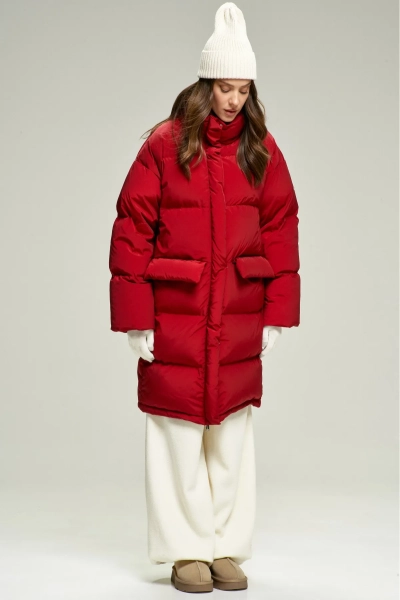 Пуховик удлиненный Lovely Red Erist store, цвет: красный, НФ-00002827 купить онлайн