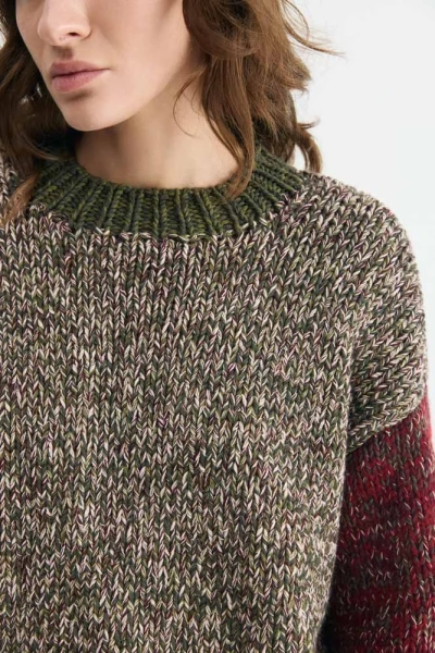Джемпер меланжевый ручной работы Daisyknit, цвет: хаки,  купить онлайн