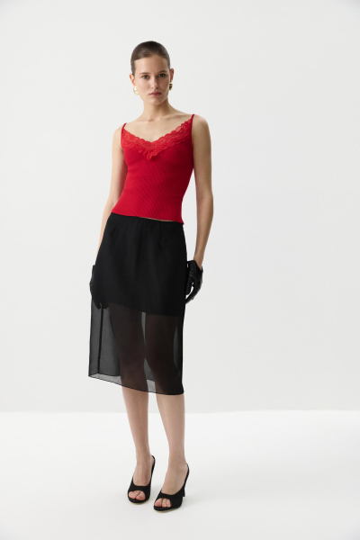 Топ вязаный с кружевом Charmstore, цвет: красный,  купить онлайн