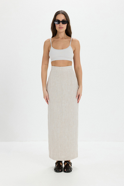 Юбка миди лен ABDA, цвет: бежевый, 212609703502 купить онлайн