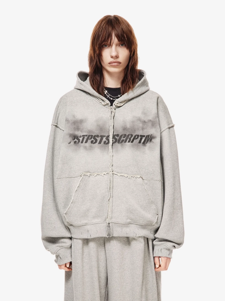 Зип Худи с принтом p.p.s., цвет: серый,  купить онлайн