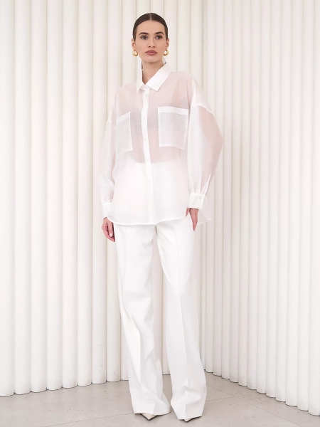 Блуза-рубашка воздушная I.B.W., цвет: молочный, BL030 купить онлайн