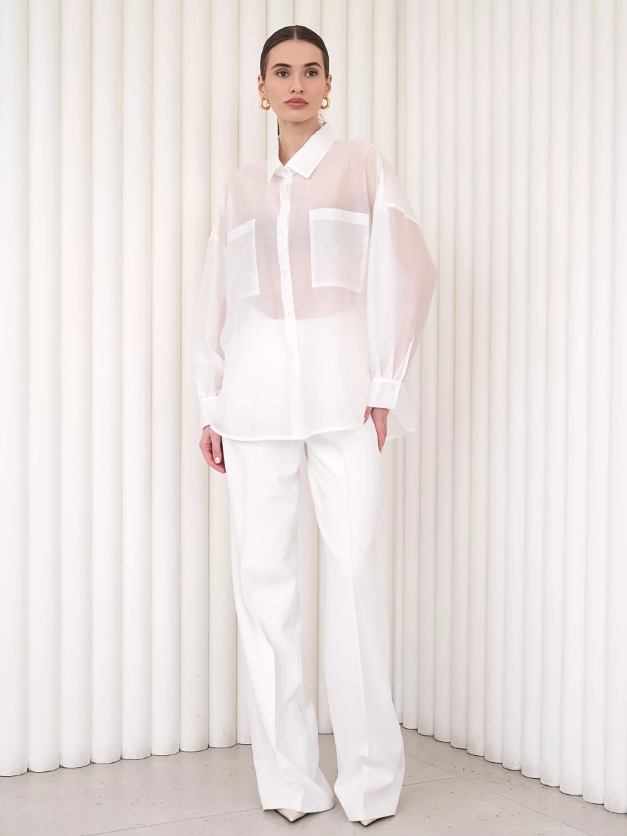 Блуза-рубашка воздушная I.B.W., цвет: молочный, BL030 купить онлайн