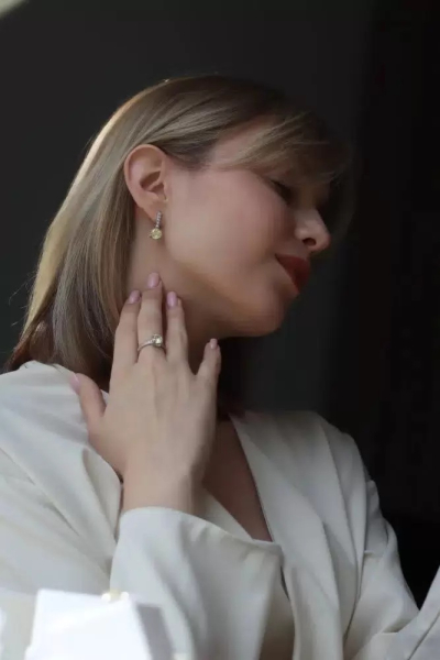 Серьги с желтыми фианитами Tosya Store, цвет: серебро,  купить онлайн