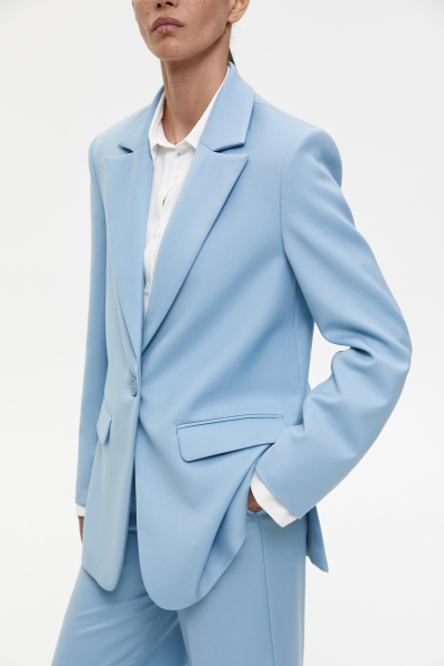 Пиджак с контрастными манжетами Charmstore, цвет: голубой, 3010-2124-1000 купить онлайн