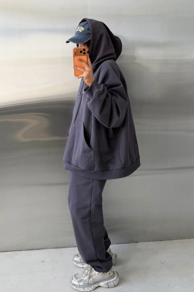 Худи овер-фит (серый) Label .B, цвет: серый,  купить онлайн