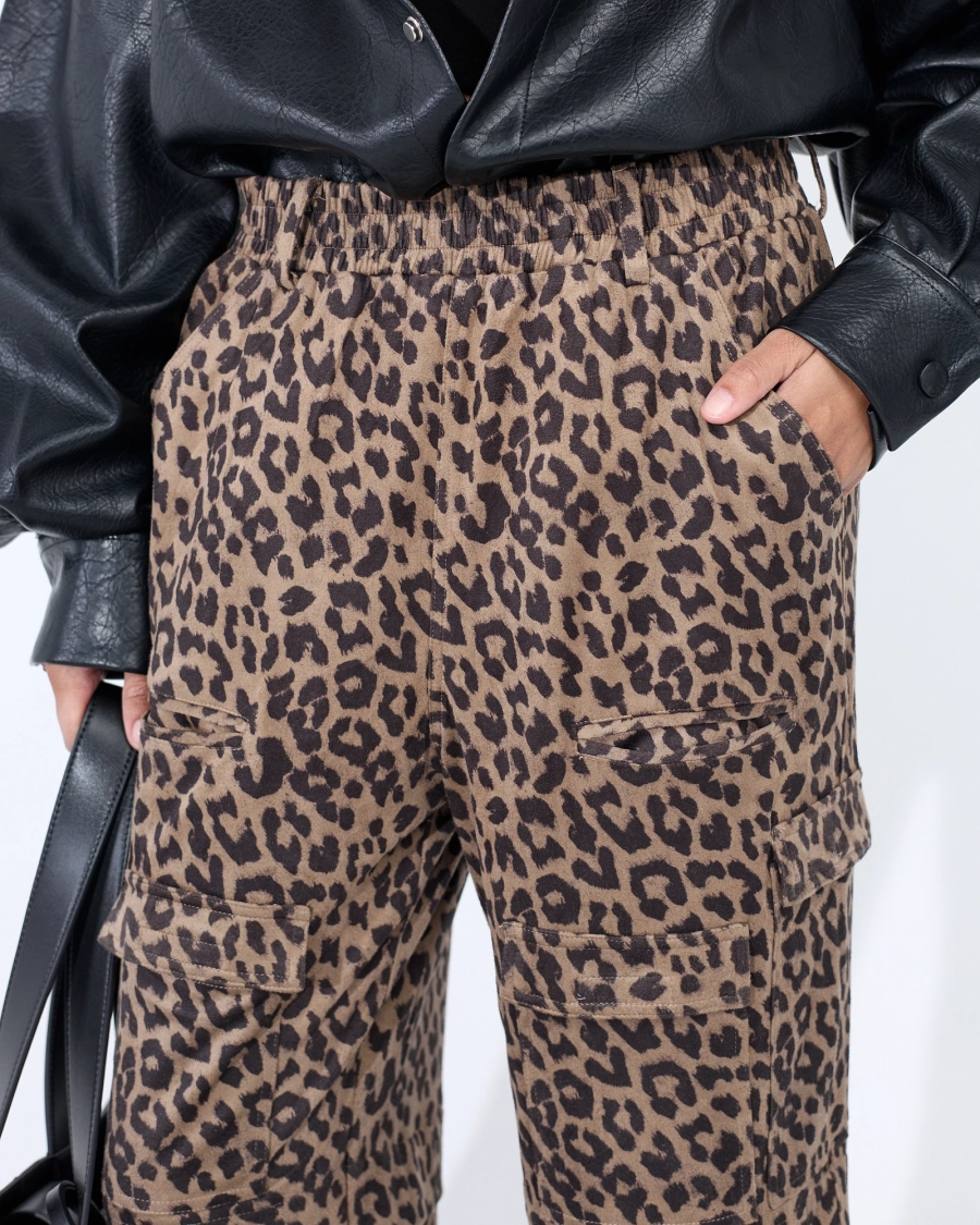 Брюки свободные леопардовые ASIA ST 71, цвет: коричневый, Ast71.pants-Leo-brown купить онлайн