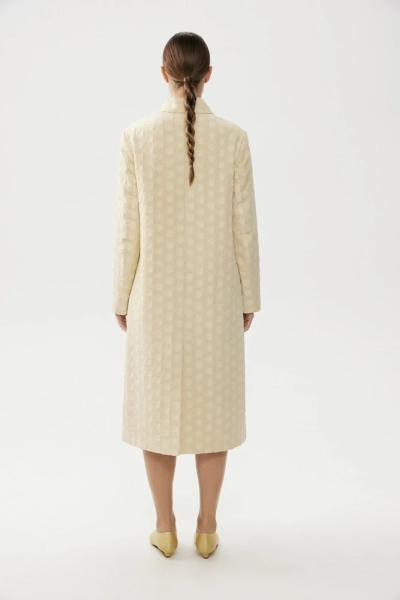 Тренч из хлопкового жаккарда с цветами Daisyknit, цвет: Сливочный  |новая коллекция купить онлайн